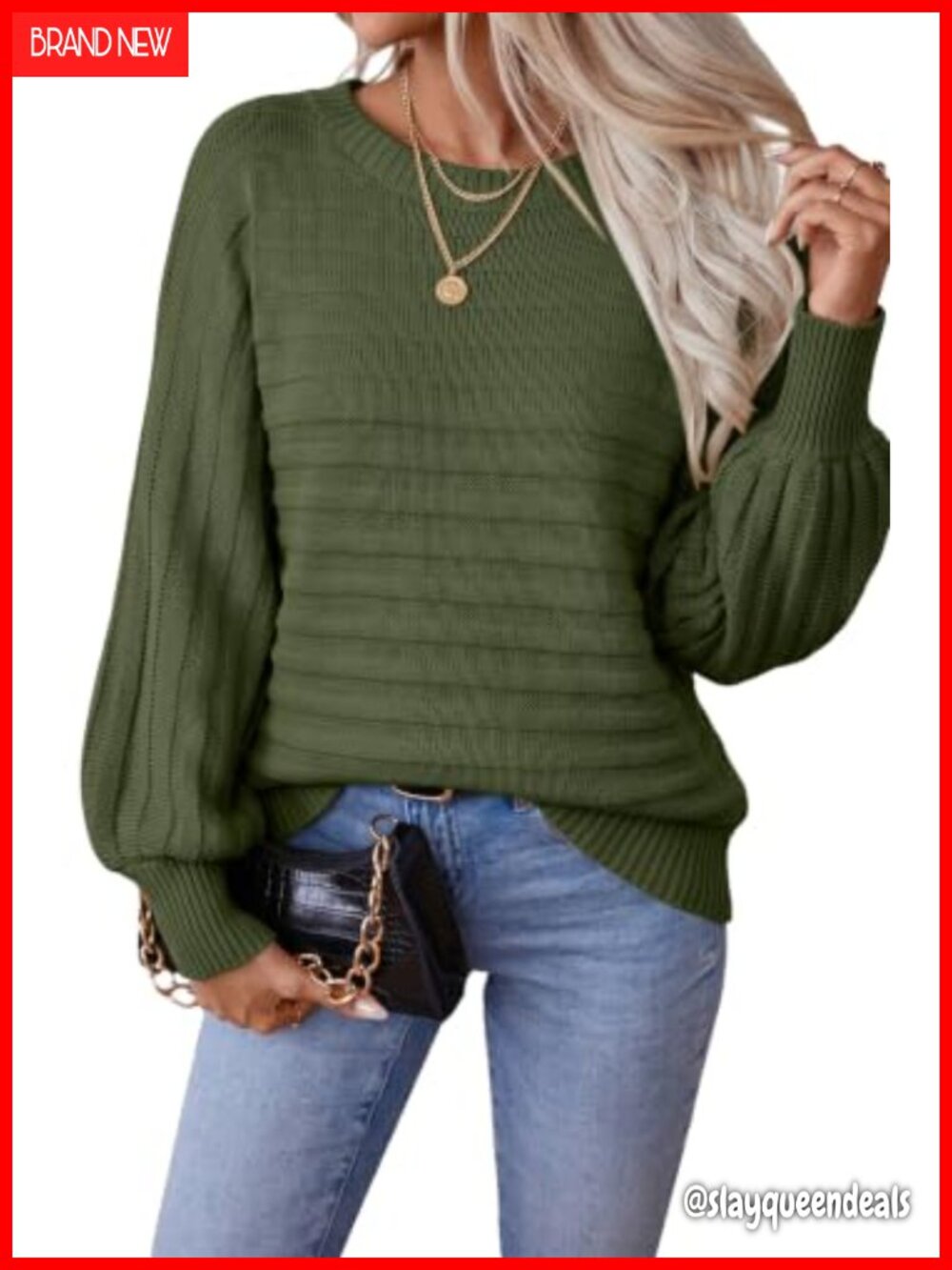 Textured Knit Boat Neck Batwing Sleeve Loose Fit Pullover Sweater